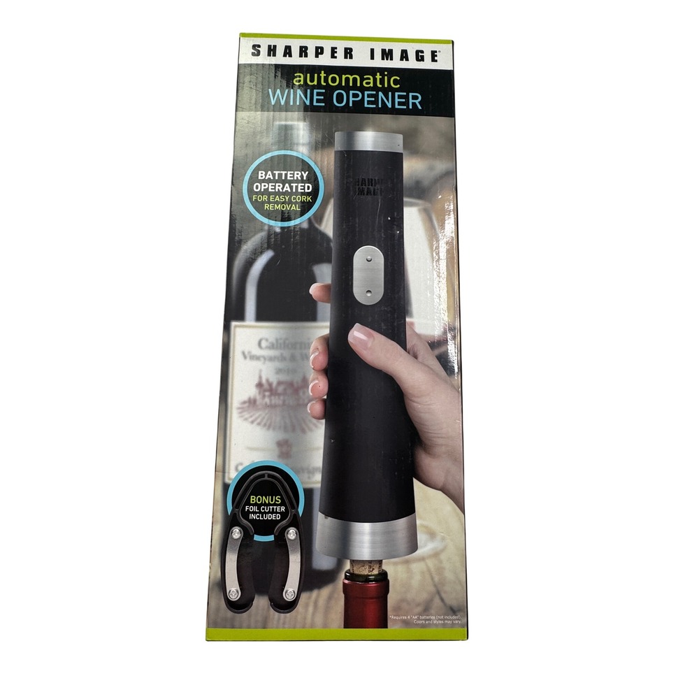 Sharper Image Automatic Wine Opener Cordless Battery Operated  Foil Cutter New
